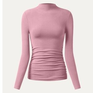 OGL Eco-Mousse Thermal Ruched Mockneck Top French Mauve XS 230926-1295W24